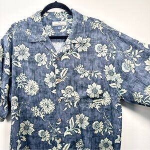 100% Silk Vintage Tommy Bahama Tropical Floral Shirt, Large